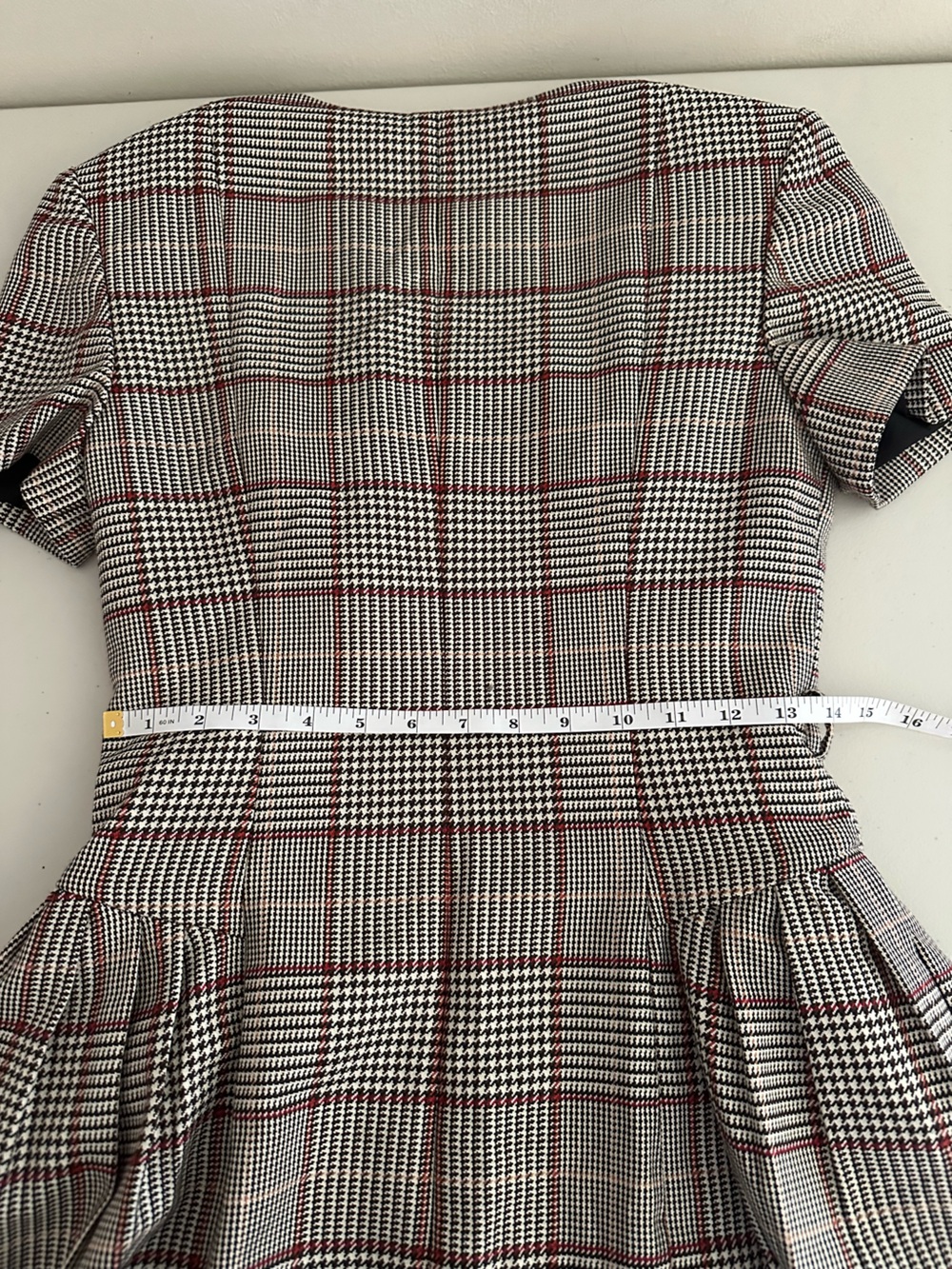 Self-Portrait Check Short Sleeve Mini Dress Brown Plaid US 6 NWT $650 Tailored - Picture 8 of 9